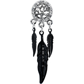 0G Clear Gem Steel Single Flare Tree of Life Dangle Plug Set
