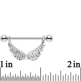 14G Mystical Gemmed Angel Wings Dangle Nipple Shield 24mm