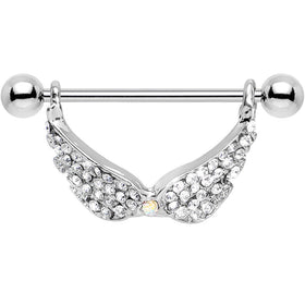 14G Mystical Gemmed Angel Wings Dangle Nipple Shield 24mm