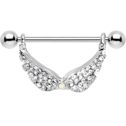 14G Mystical Gemmed Angel Wings Dangle Nipple Shield 24mm
