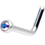 18G Aurora L-Shaped Nose Ring Created with Crystals