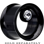 9/16 Black IP Clear CZ Double Flare Screw Fit Tunnel