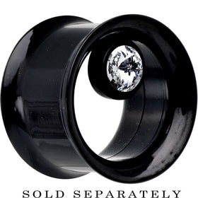 9/16 Black IP Clear CZ Double Flare Screw Fit Tunnel