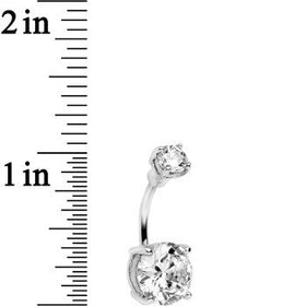 Clear Double Gem Elegant Belly Ring