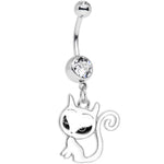 Clear Gem Kitten Dangle Belly Ring