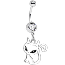 Clear Gem Kitten Dangle Belly Ring