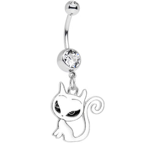 Clear Gem Kitten Dangle Belly Ring