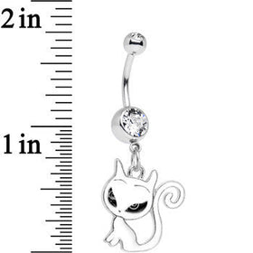 Clear Gem Kitten Dangle Belly Ring