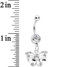 Clear Gem Butterfly Dangle Belly Ring