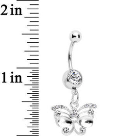 Clear Gem Butterfly Dangle Belly Ring