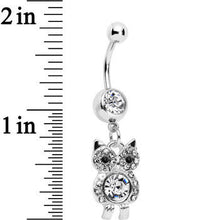 Clear Gem Burrowing Owl Dangle Belly Ring