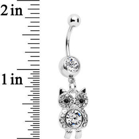 Clear Gem Burrowing Owl Dangle Belly Ring