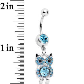 Aqua Gem Burrowing Owl Dangle Belly Ring