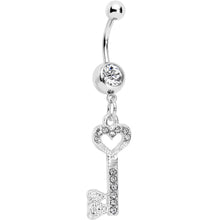Clear Gem Key to Unlock Love Dangle Belly Ring