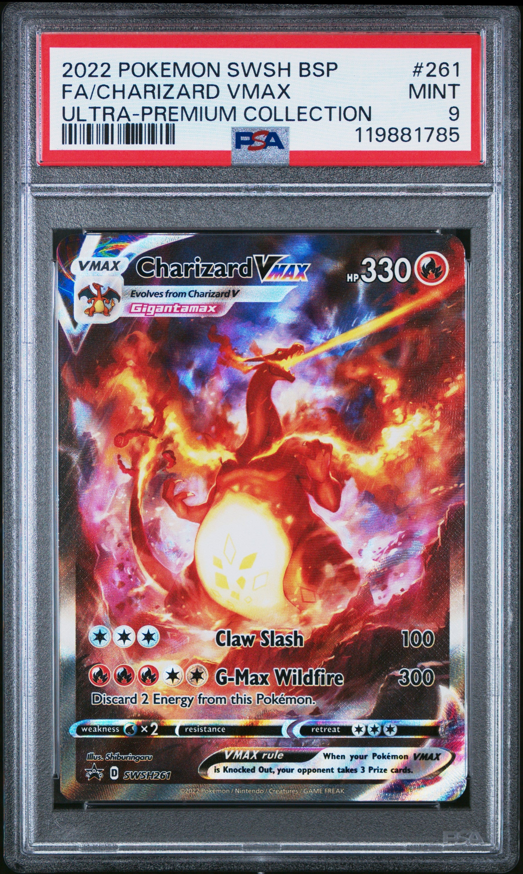 2022 Pokemon SWSH BSP Ultra-Premium Collection Fa/Charizard Vmax 9 PSA #261