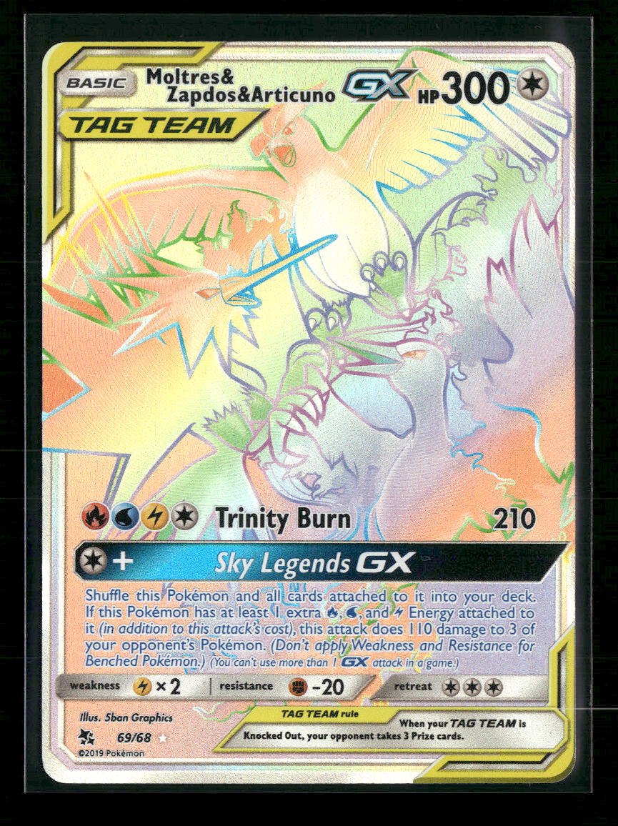 Hidden Fates Moltres & Zapdos & Articuno GX (Secret) #69/68