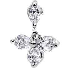 16G 1/4 Clear Cubic Zirconia Dangle Tragus Cartilage Earring