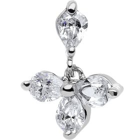 16G 1/4 Clear Cubic Zirconia Dangle Tragus Cartilage Earring