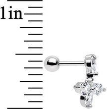 16G 1/4 Clear Cubic Zirconia Dangle Tragus Cartilage Earring