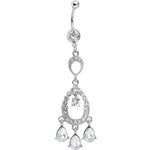 Clear Cubic Zirconia Infinity Hoop Chandelier Belly Ring