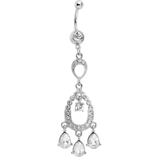 Clear Cubic Zirconia Infinity Hoop Chandelier Belly Ring