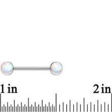 316L Stainless Steel White Synthetic Opal Nipple Barbell Set