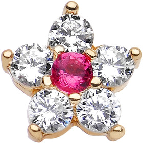 1/4 Gold Anodized Clear Petaled CZ Floral Tragus Cartilage Earring