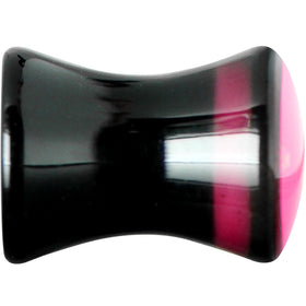 2G Black Acrylic Hot Pink Heart Saddle Plug