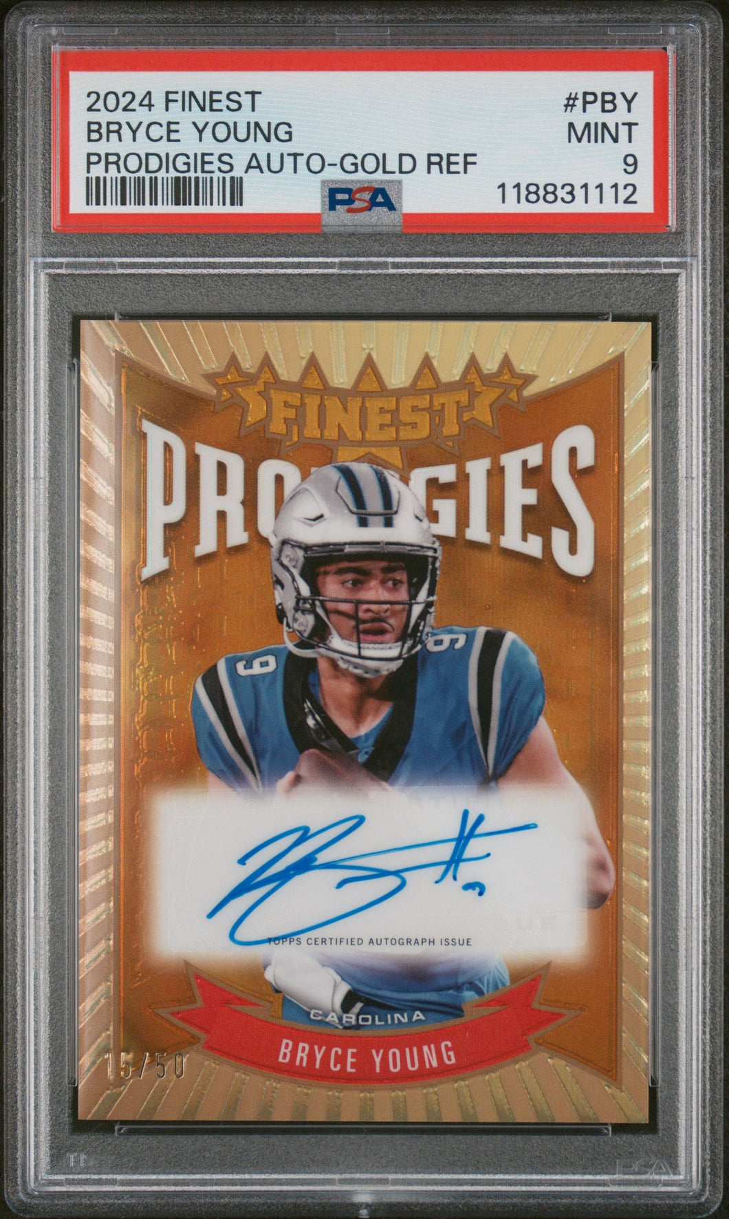 2024 Topps Finest Prodigies Auto-Gold Ref Bryce Young 9 PSA #PBY