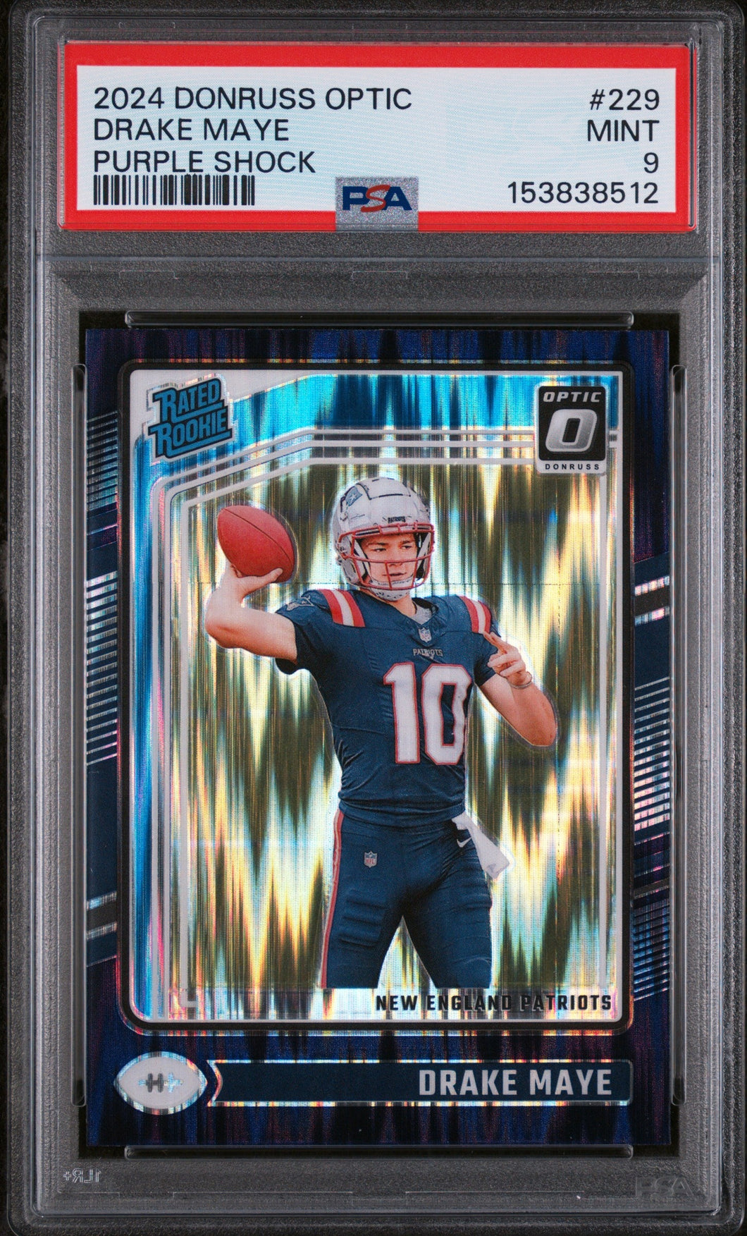2024 Panini Donruss Optic Purple Shock Drake Maye 9 PSA #229