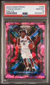 2020 Panini Prizm Pink Ice Tyrese Maxey 10 PSA #256
