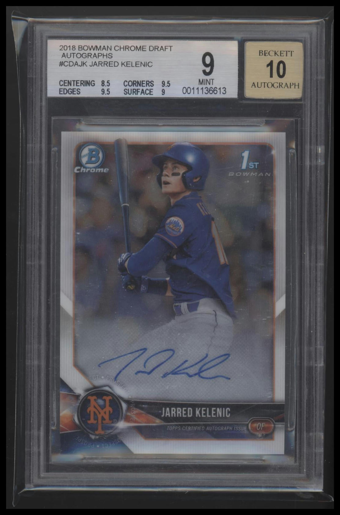 2018 Bowman Chrome Draft Autographs Jarred Kelenic 9.0 BGS #CDAJK