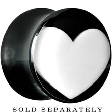 1/2 Black Acrylic White Heart Saddle Plug