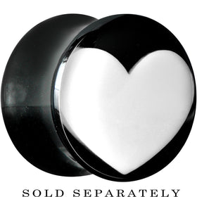 1/2 Black Acrylic White Heart Saddle Plug