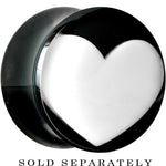 9/16 Black Acrylic White Heart Saddle Plug