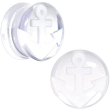 White Anchor Clear Acrylic Saddle Plug Set Available in Sizes 6mm to 20mm