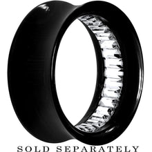 Black Acrylic Clear Gem Inlay Saddle Tunnel Plug 0G to 1 Inch
