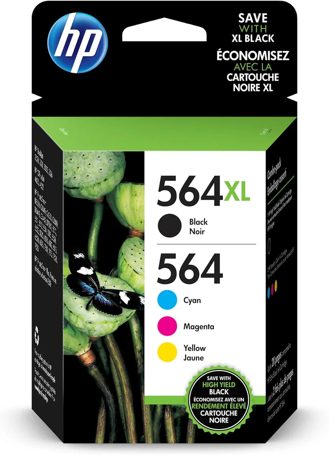 New, Pre-Owned - HP 564XL Black 564 Cyan, Magenta, Yellow ink cartridges-4 Pack