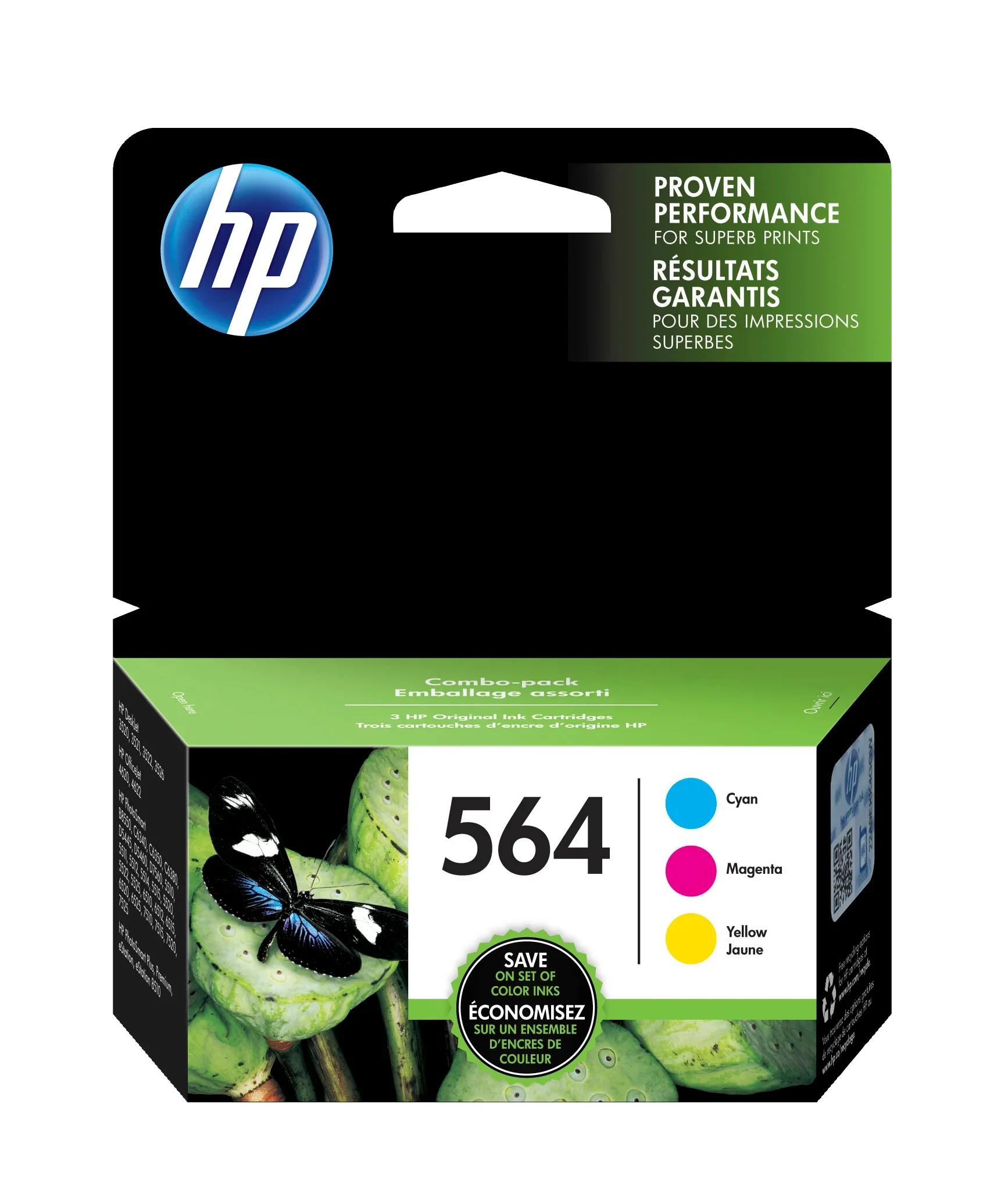 New, Pre-Owned - 564 Standard Yield Cyan, Magenta, Yellow ink cartridges-3 Pack