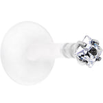 16G 5/16 925 Sterling Silver Bioplast Clear 2mm CZ Labret Monroe