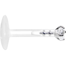 16G 5/16 925 Sterling Silver Bioplast Clear 2mm CZ Labret Monroe