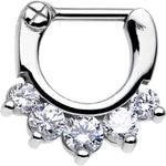 16G 1/4 Stainless Steel 5 CZ Septum Clicker