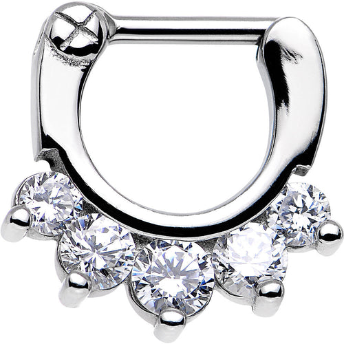 16G 1/4 Stainless Steel 5 CZ Septum Clicker