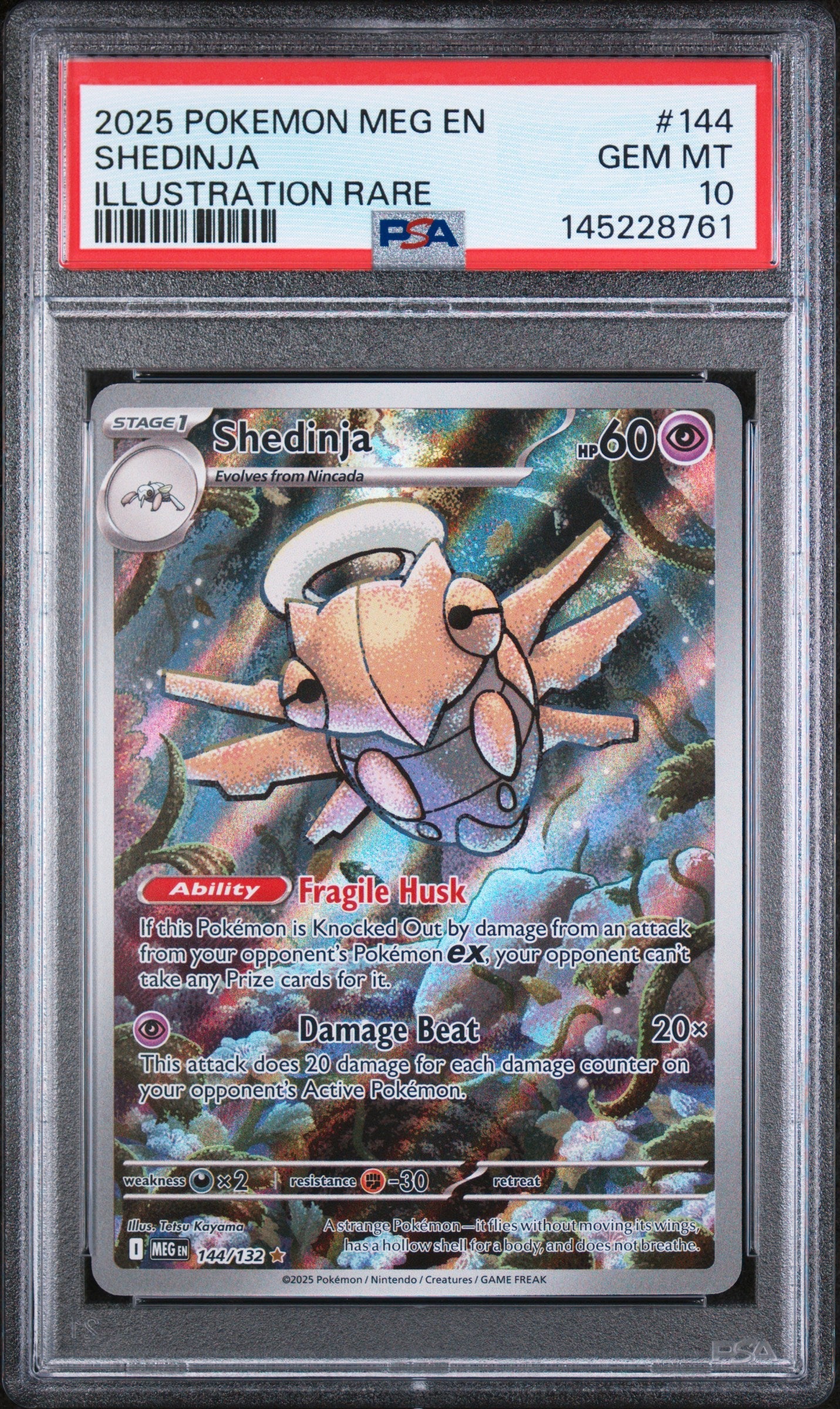 2025 Pokemon Meg En-Mega Evolution Illustration Rare Shedinja 10 PSA #144