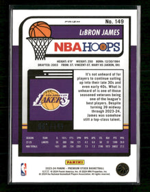 2023-24 Hoops Premium Stock Purple Ice Prizm LeBron James #/149 #149