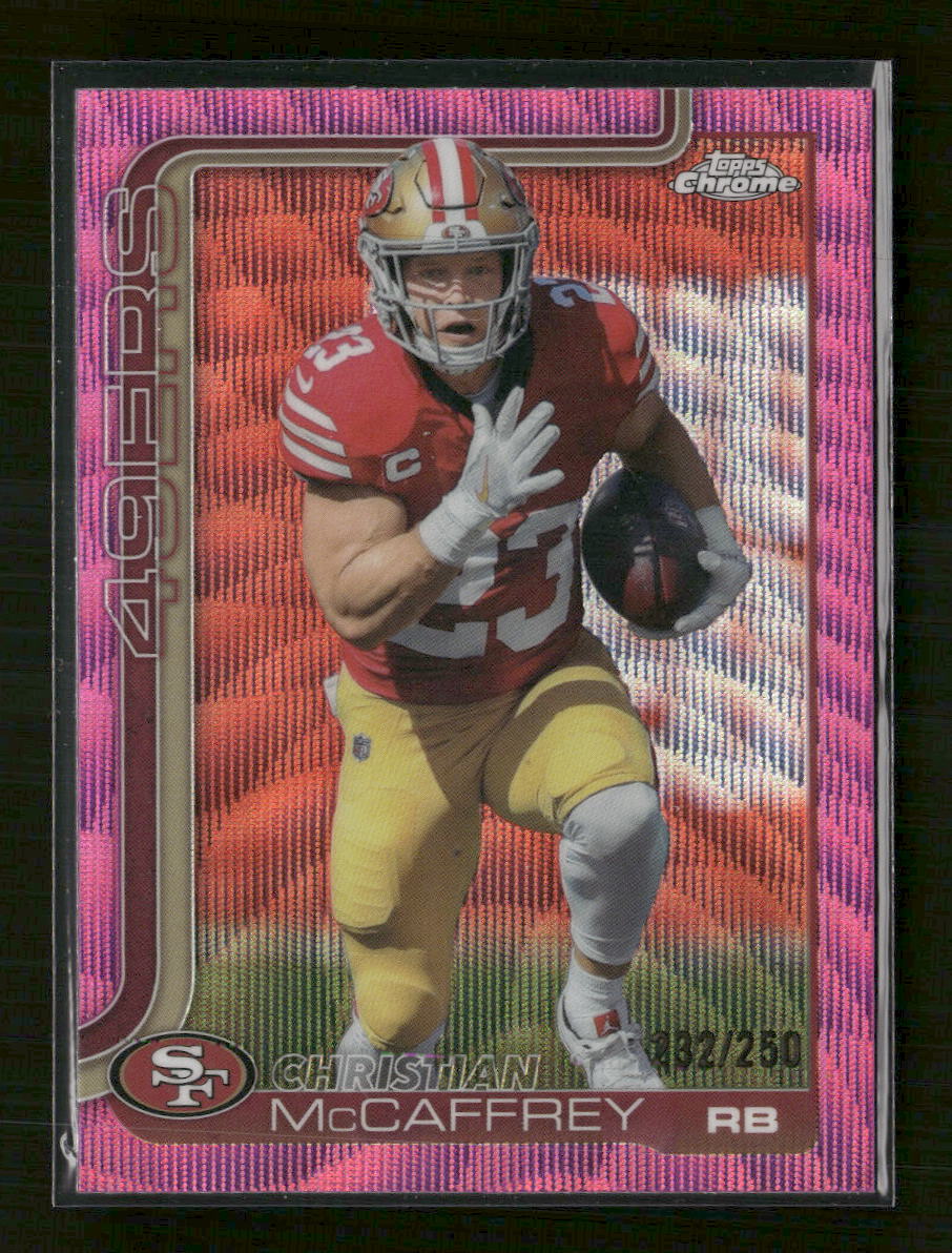 2025 Topps Chrome Pink Wave Refractor Christian McCaffrey #/250 #263