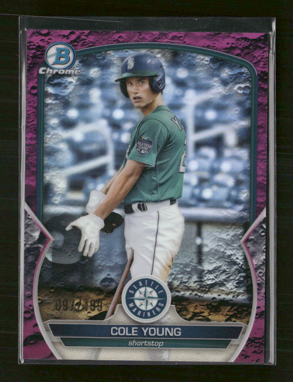 2023 Bowman Chrome Prospects Fuchsia Lunar Refractors Cole Young #/199 #BCP-9