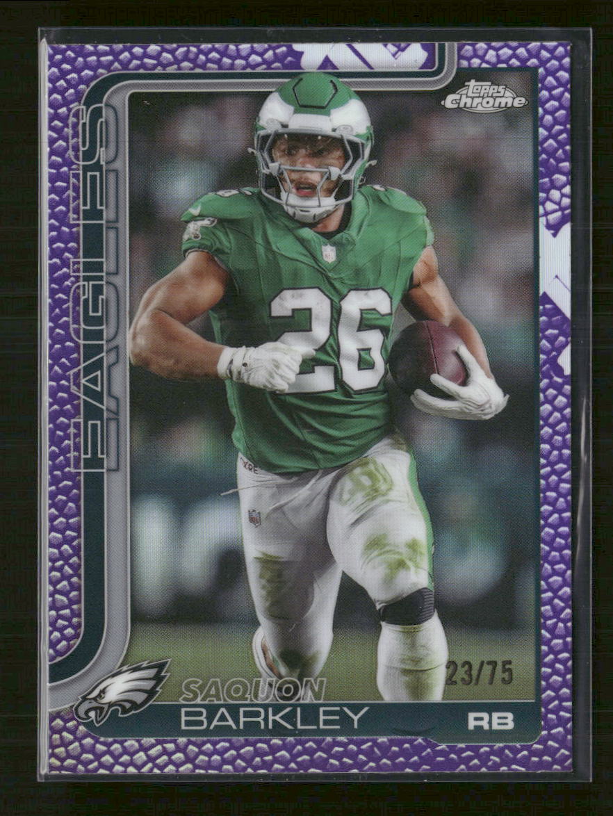 2025 Topps Chrome Football Leather Purple Saquon Barkley #/75 #248