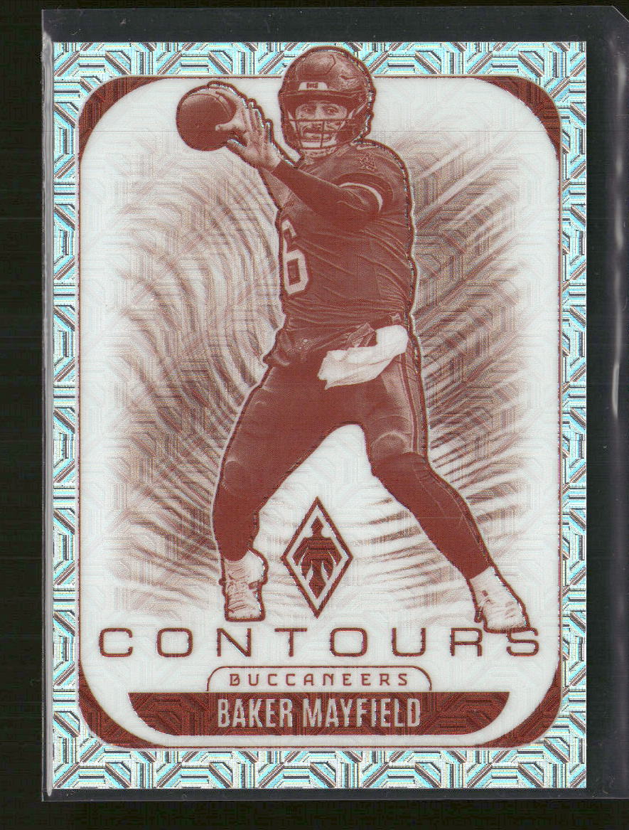 2025 Panini Phoenix Contours Silver Mojo Prizm Baker Mayfield #/75 #30