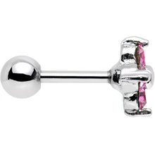 16G 1/4 Steel Quad Pink Gem Cartilage Tragus Barbell Earring